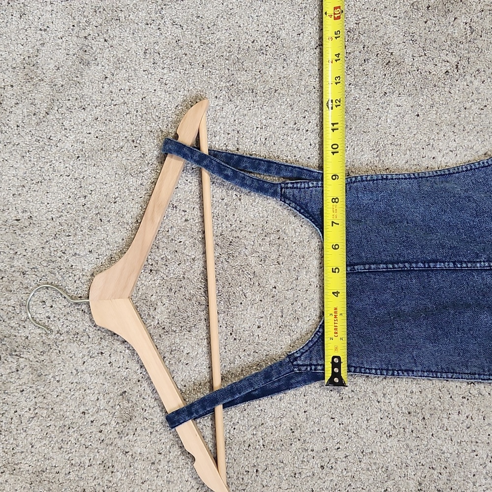 Z Supply Terry Knit Denim Criss Cross Overall Blue Wash Size Medium - Picture 8 of 13